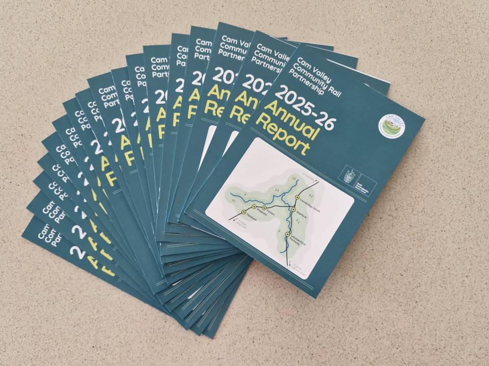 A fan out of copies of the Cam Valley CRP Annual Report